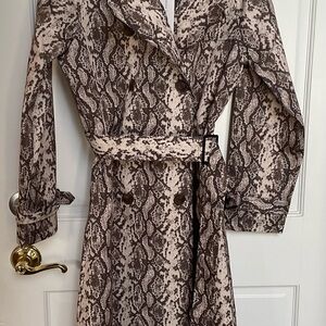 Rebecca Minkoff Brown Snake Print Long Raincoat NWT
